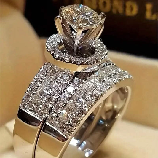 2-Piece Set: Elegant Square Cubic Zirconia Rings
